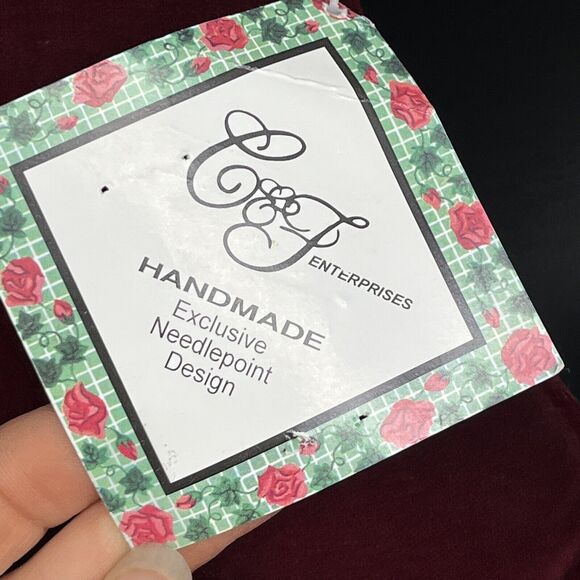 Needlepoint I Love Dog Spell Out Wool/Velvet Red Art Mini Pillow Decor - Picture 3 of 9